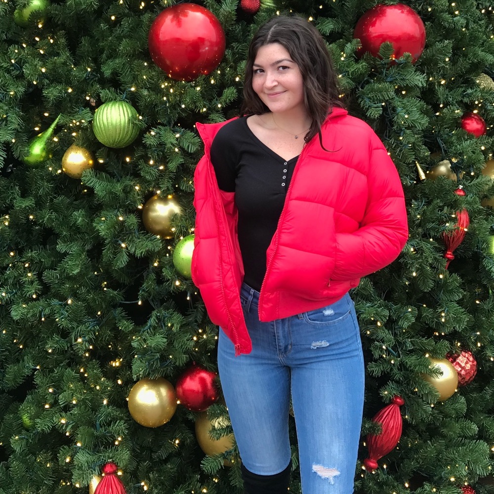 Puffy red coat
